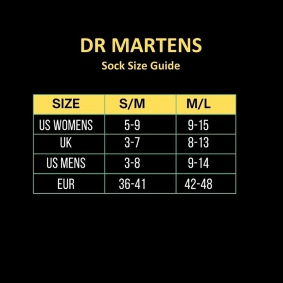 NWT Unisex Dr. Martens The Lightweight Doc Black Socks with Yellow Accents - Picture 7 of 7